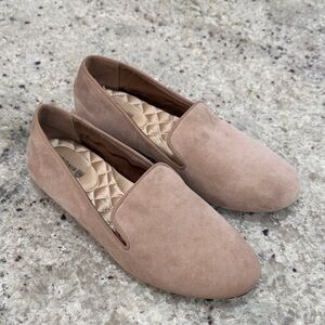 Birdies Size 6.5 Shoes Cream Nude Suede Slip On Loafers Starling Flats Leather